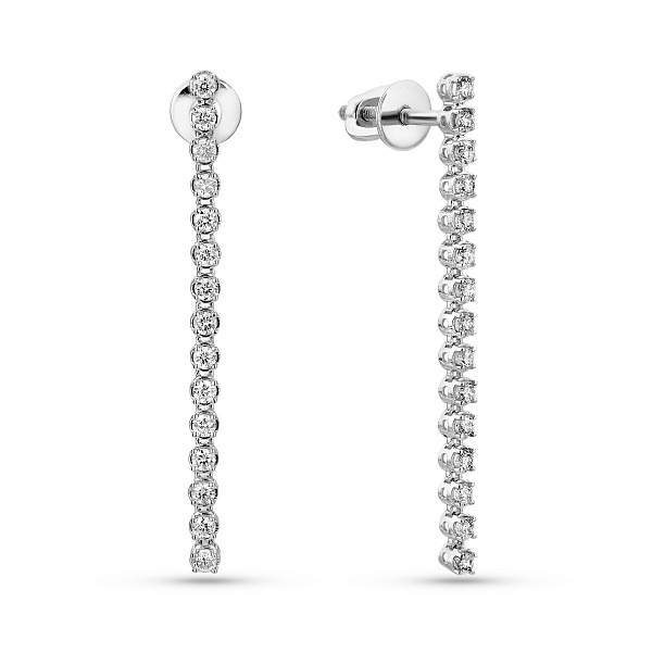 Золотые серьги с дорожкой из бриллиантов (арт. Т011566030б) – изображение 1