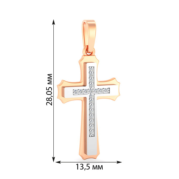 Золотой крестик с бриллиантами (арт. П011800010кб) – изображение 2
