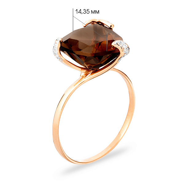 Золотое кольцо с кварцем и фианитами (арт. 140671Пкр) – изображение 3