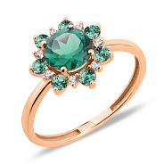 Золотое кольцо с кварцем и фианитами (арт. 141244Пзф)