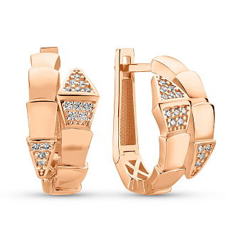 Золоті сережки Змія з фіанітами (арт. 1091514)