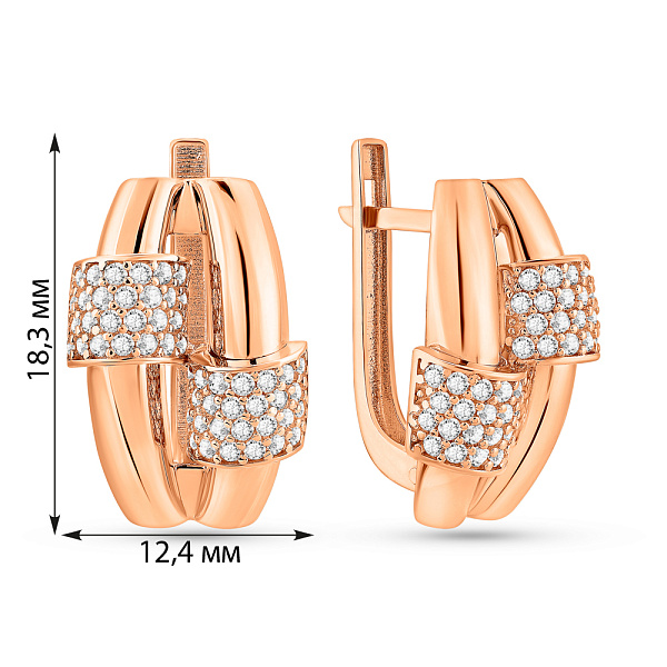Серьги из красного золота с фианитами (арт. 1091906) – изображение 5