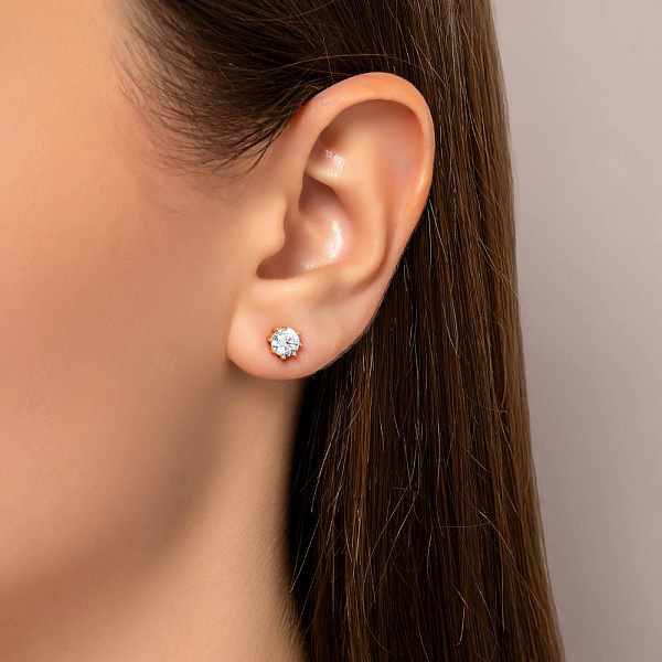 Пусети з червоного золота з фіанітами (арт. 110866) – зображення 2