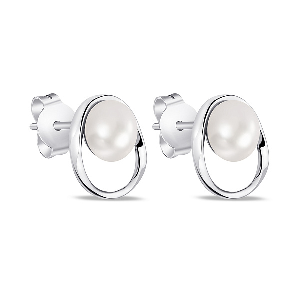 Серебряные серьги-пусеты с жемчугом  (арт. 7518/6838жб) – изображение 1