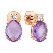 Золоті пусети з аметистом (арт. 110379Па)