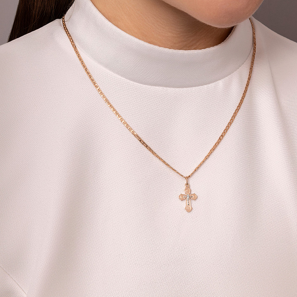 Золотой нательный крестик с распятием (арт. 501587) – изображение 2