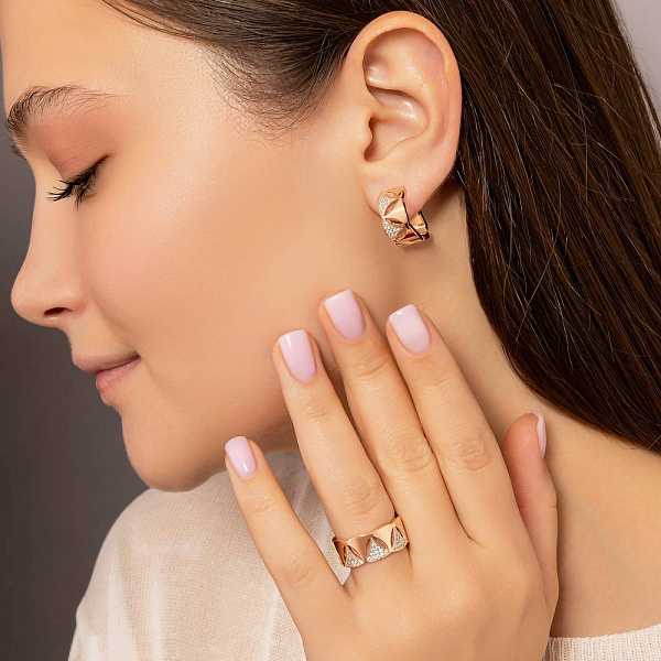 Кольцо из красного золота с фианитами (арт. 156600) – изображение 5