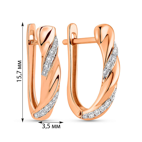 Серьги из красного золота с бриллиантами (арт. С011600010) – изображение 3