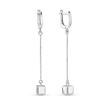 Фото Золотые серьги с кубической подвеской (арт. 107263б)