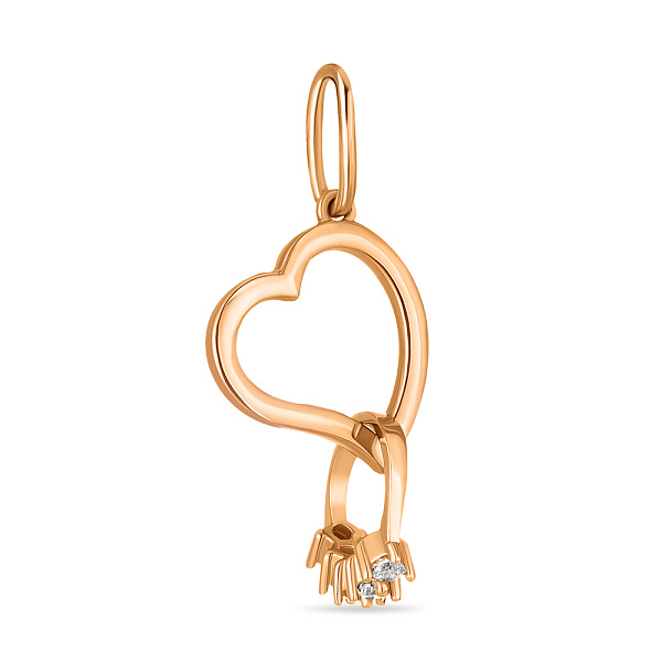 Золотая подвеска Сердце и кольцо с фианитами (арт. 424004) – изображение 2