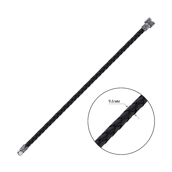 Браслет из кожи с серебряным замком (арт. 7609/А151брю) – изображение 3