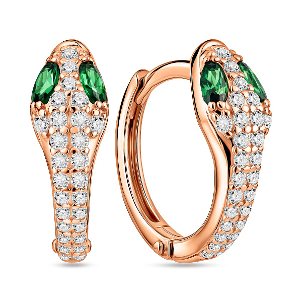 Серьги из красного золота Змея с фианитами (арт. 111416з) – изображение 1