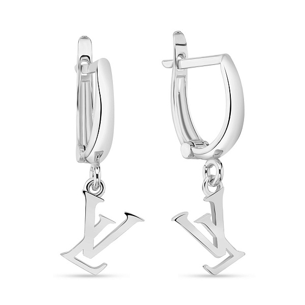 Серьги из белого золота без камней (арт. 108697б) – изображение 1