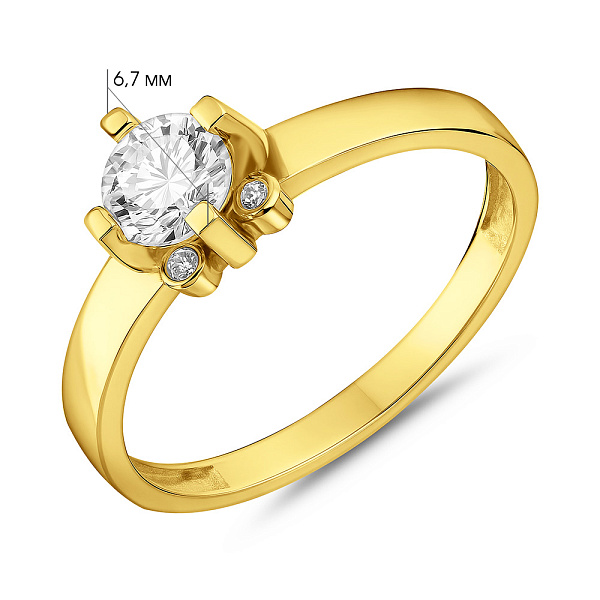 Каблучка з жовтого золота з фіанітами (арт. 140639ж) – зображення 2