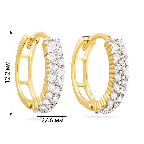 Серьги-колечки из желтого золота с фианитами (арт. 110192ж) – изображение 2