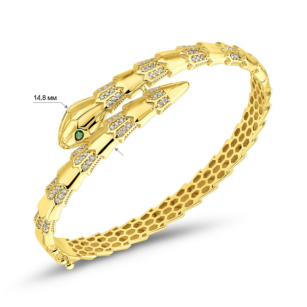 Браслет из желтого золота Змея с фианитами (арт. 326890жз) – изображение 4