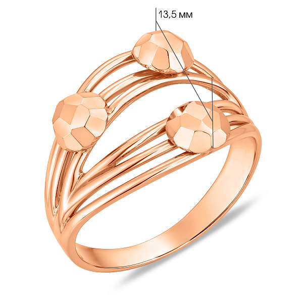 Золотое многослойное кольцо без камней (арт. 156075) – изображение 2
