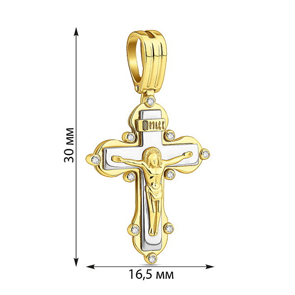 Золотой крестик с распятием и фианитами (арт. 501633ж) – изображение 3