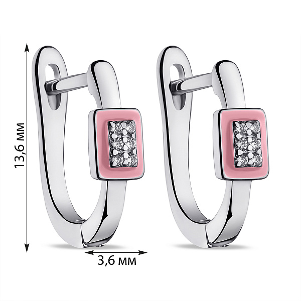 Серьги из серебра с эмалью и фианитами (арт. 7502/9496ер) – изображение 2