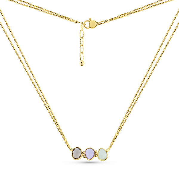 Колье Francelli из желтого золота с аметистом, хризопразом и кварцем (арт. 352755жА) – изображение 2