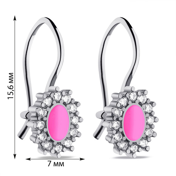 Серебряные детские серьги с эмалью и фианитами (арт. 7502/9755ер) – изображение 2