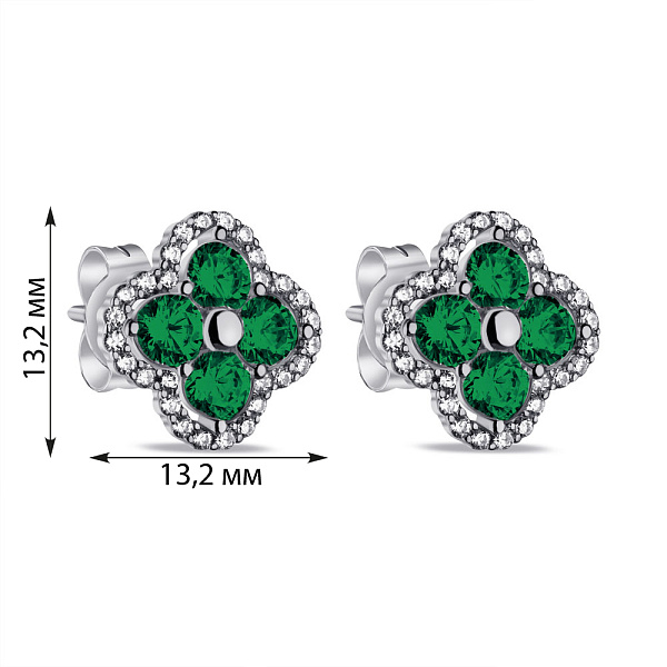 Серебряные серьги с зелеными альпинитами (арт. 7518/6565аз) – изображение 2