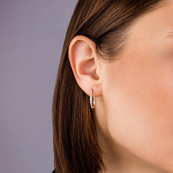 Золоті сережки з доріжкою з фіанітів (арт. 110633) – зображення 2