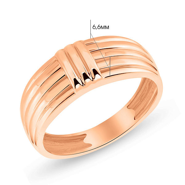 Золотое кольцо в красном цвете металла (арт. 155473) – изображение 2