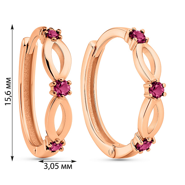 Золоті сережки з рубінами (арт. 111289Пр) – зображення 2
