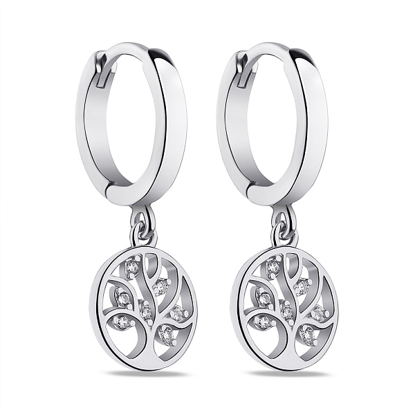 Срібні сережки Дерево життя з фіанітами (арт. 7502/9335/10) – зображення 1