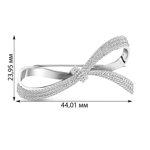 Брошка з білого золота з фіанітами (арт. 360037б) – зображення 2