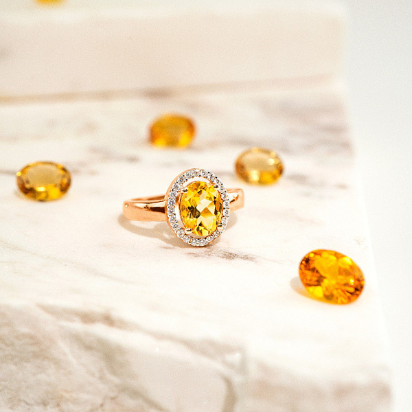 Каблучка з золота з цитрином та фіанітами (арт. 141153Пц) – зображення 2