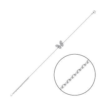 Серебряный браслет Бабочка с фианитами (арт. 7509/4885)