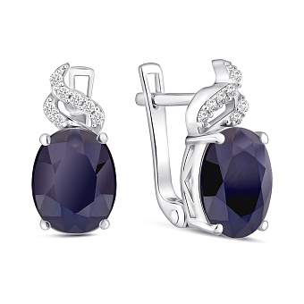 Серебряные серьги с сапфиром и фианитами (арт. 7502/2162674Спс)
