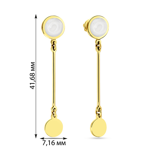 Серьги из желтого золота с подвесками Лýна с эмалью (арт. 111067жеп) – изображение 2