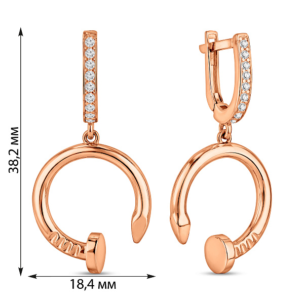 Золотые серьги с фианитами Гвоздь (арт. 105402) – изображение 3
