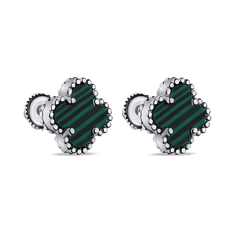 Серебряные серьги с малахитом (арт. 7518/6721/10млх)