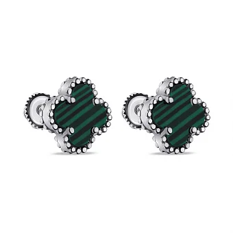 Срібні сережки з малахітом (арт. 7518/6721/10млх)