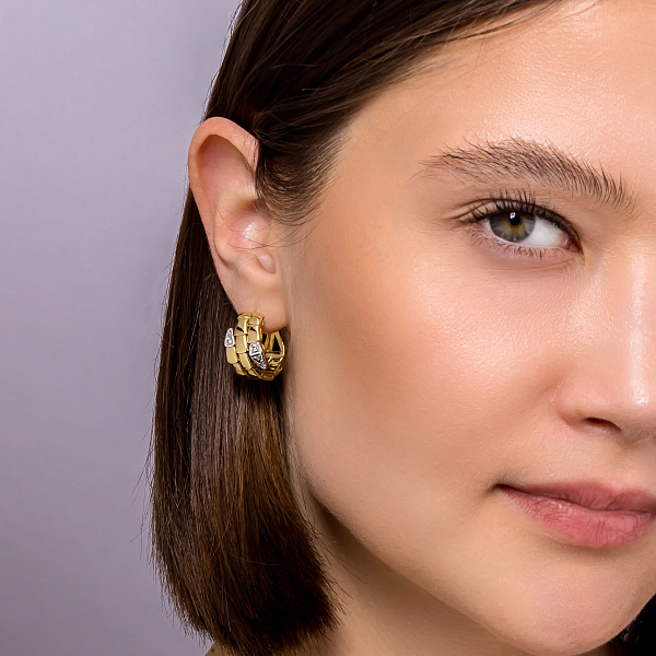 Серьги из желтого золота с фианитами (арт. 1091349ж) – изображение 3