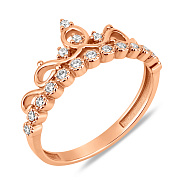 Фото Золотое кольцо Корона с фианитами (арт. 140517)