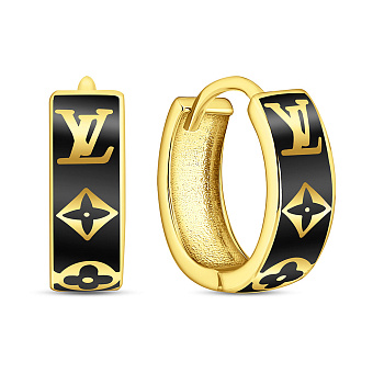 Серьги-кольца из желтого золота с эмалью (арт. 108284/15жеч)