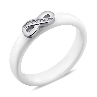 Серебряное кольцо Бесконечность с керамикой и фианитами (арт. 7501/6946кмб)