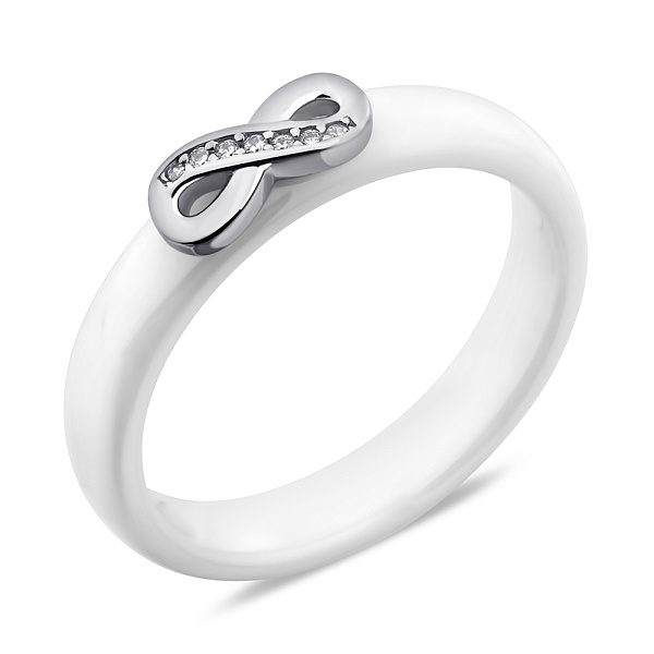 Серебряное кольцо Бесконечность с керамикой и фианитами (арт. 7501/6946кмб) – изображение 1