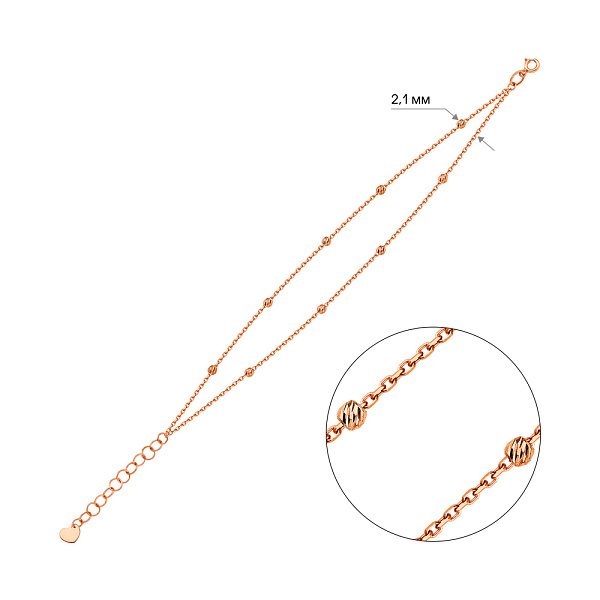 Золотий браслет на ногу з кульками (арт. 340065н) – зображення 4