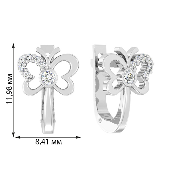 Детские золотые серьги «Бабочки» с фианитами (арт. 110523б) – изображение 2