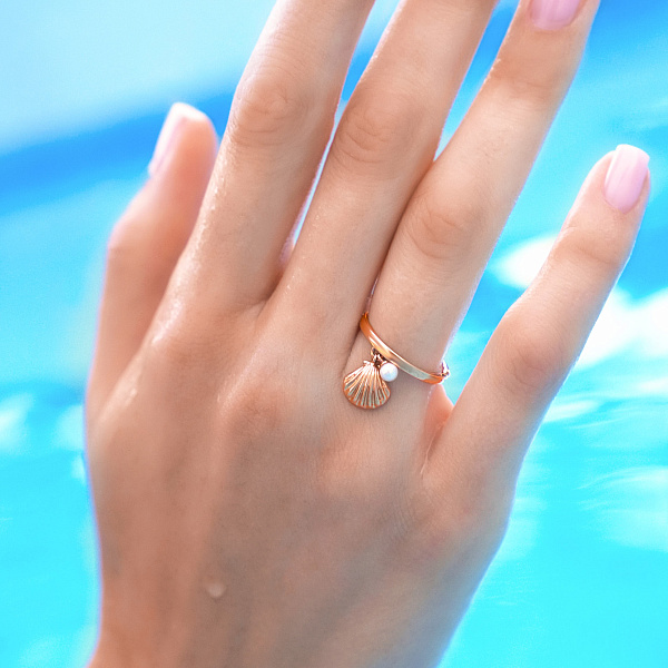 Каблучка з червоного золота з підвісками (арт. 141305) – зображення 2