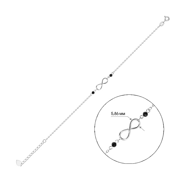 Браслет «Бесконечность» из серебра с ониксом (арт. 7509/2287о) – изображение 2