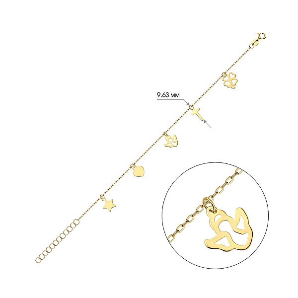 Золотой браслет с подвесками (арт. 325409ж) – изображение 2