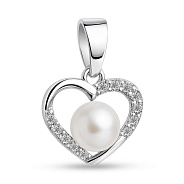 Серебряная подвеска с жемчугом и фианитами (арт. 7503/4392жб)