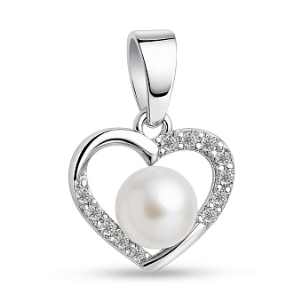 Срібний підвіс з перлиною і фіанітами (арт. 7503/4392жб)